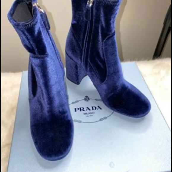 PRADA velvet blue boots - Picture 2 of 3